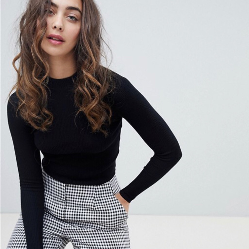 Pull&Bear Cropped Ribbed Jersey Sweater
